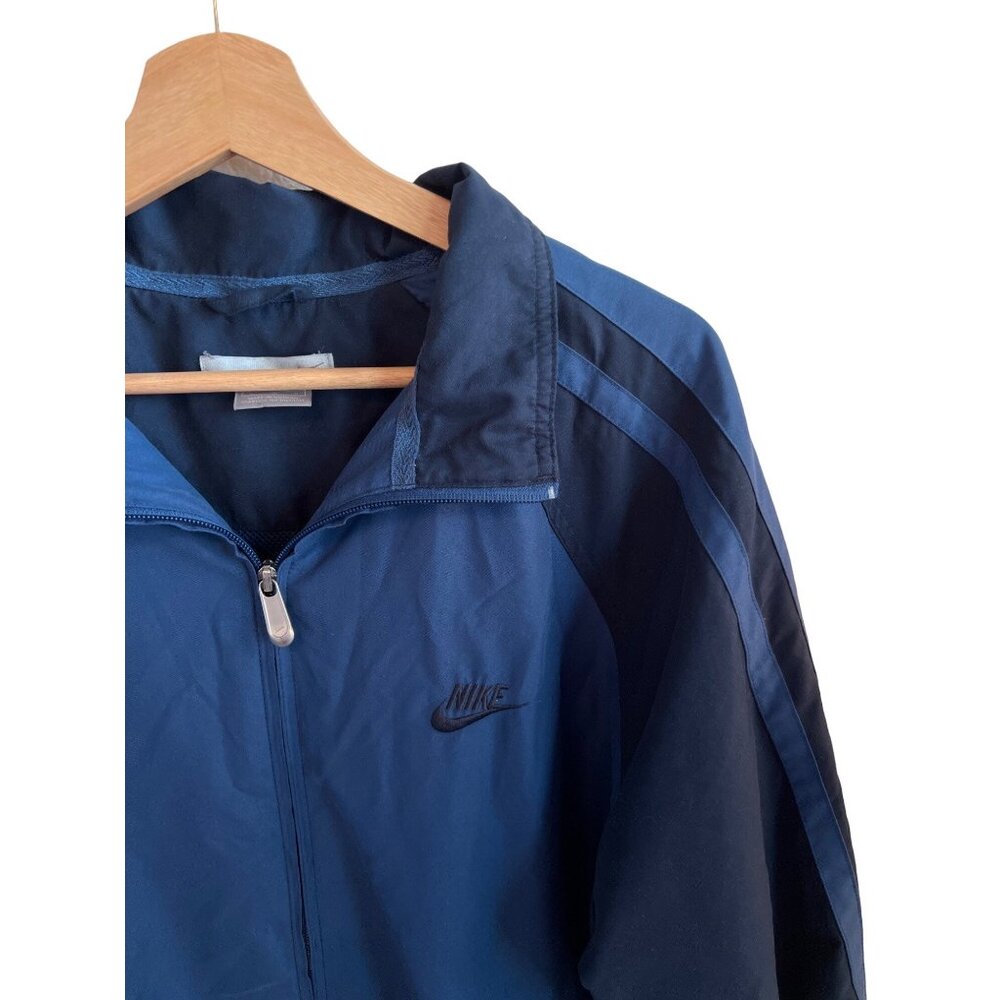 Nike Blue Full Zip Jacket Athletic Track Polyester Coat Men's Size Large - Picture 2 of 4